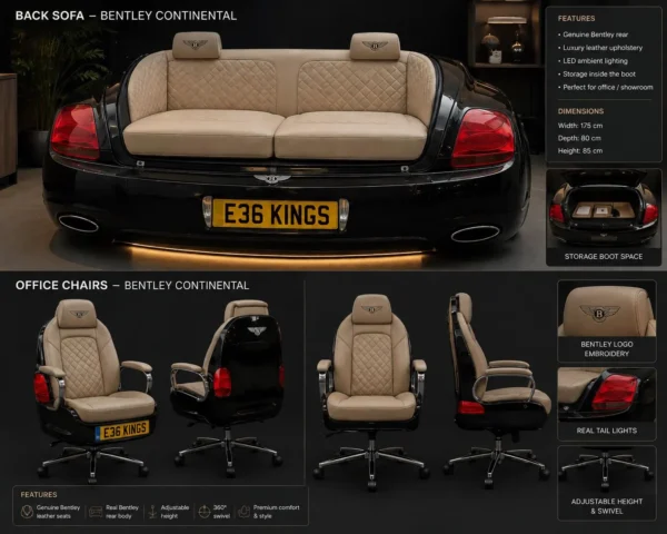 E36F-001 image 1 Bentley Continental GT Rear Sofa & Office Chair Collection
