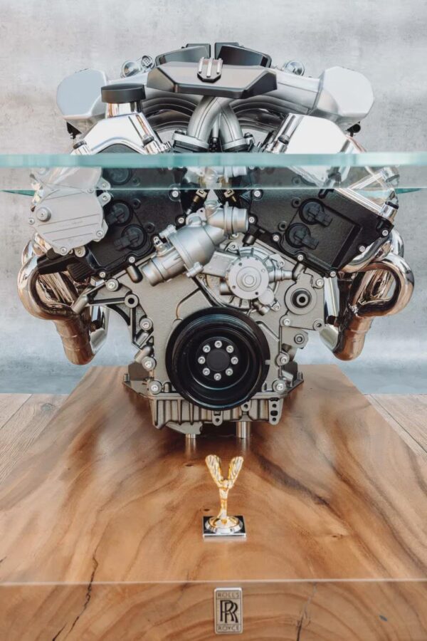 Rolls-Royce Phantom V12 Engine Coffee Table with Suar Wood Base