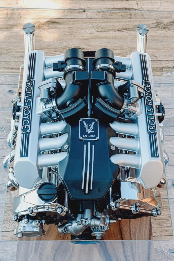 Rolls-Royce Phantom V12 Engine Coffee Table with Suar Wood Base