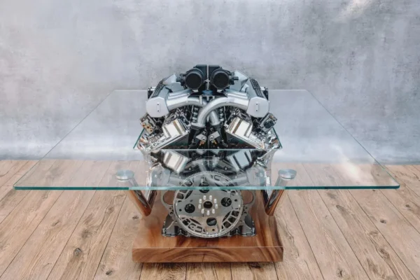 Rolls-Royce Phantom V12 Engine Coffee Table with Suar Wood Base